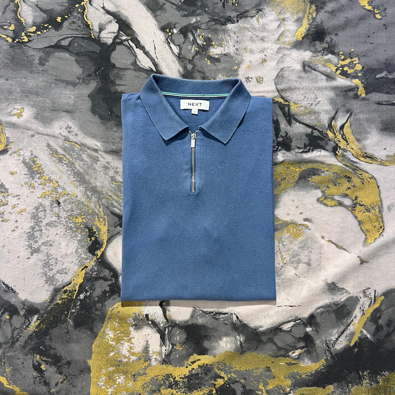 NEXT Blue Half Zipper Polo